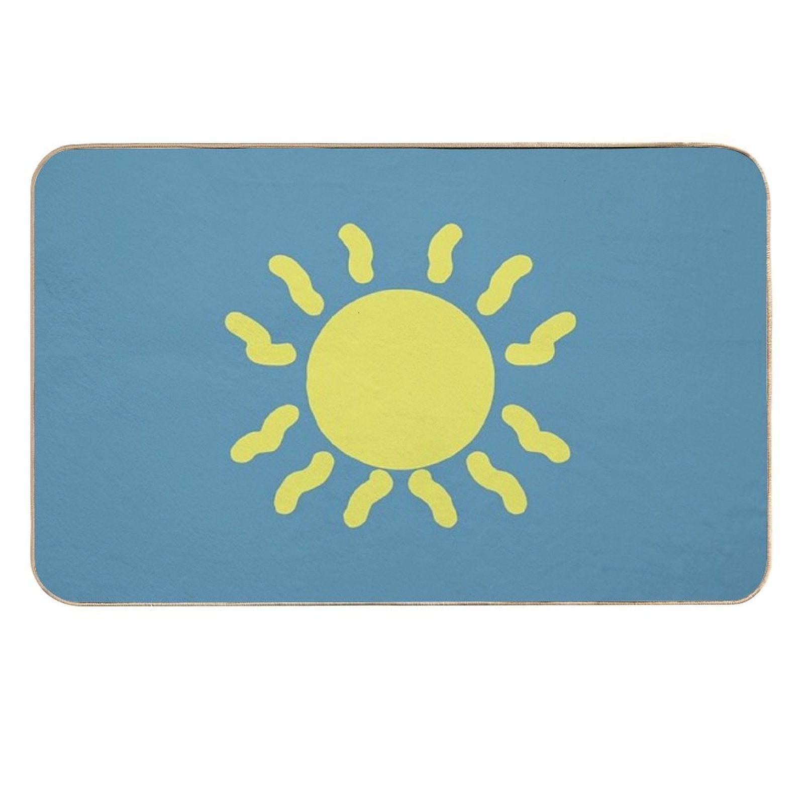 Blue Background with Bright Sun  Slip-Resistant Bath Mat