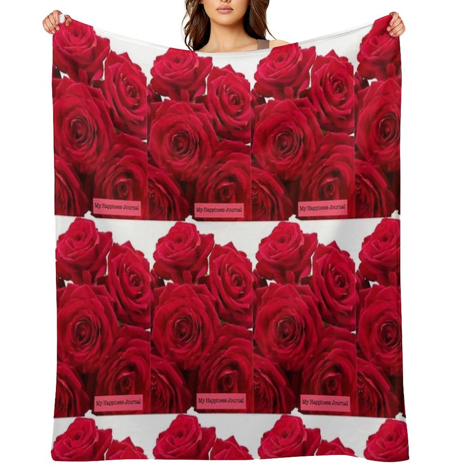Happiness Journal with Red Roses Lightweight Throw Blanket
