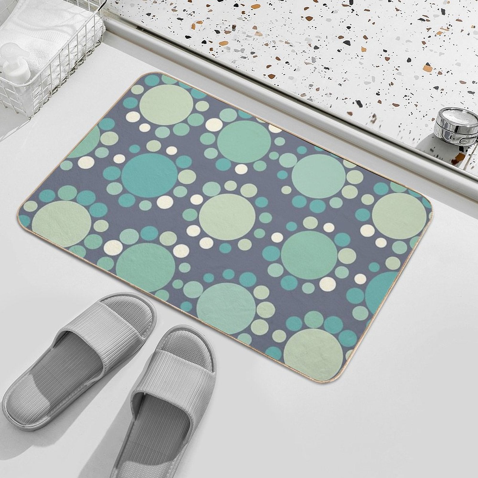 Big Little Dots Sea Green  Stain-Proof Bath Mat