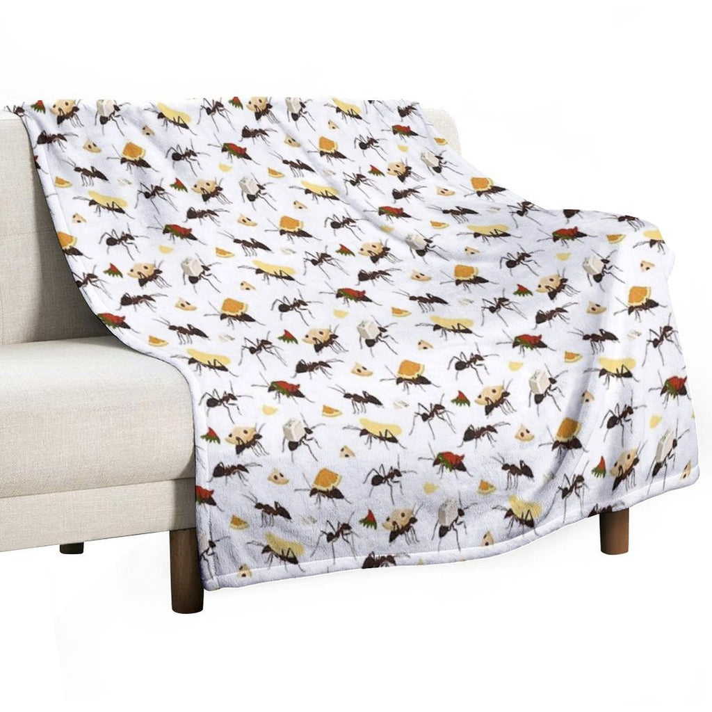 Ants Carrying Snacks Plush Throw Blanket