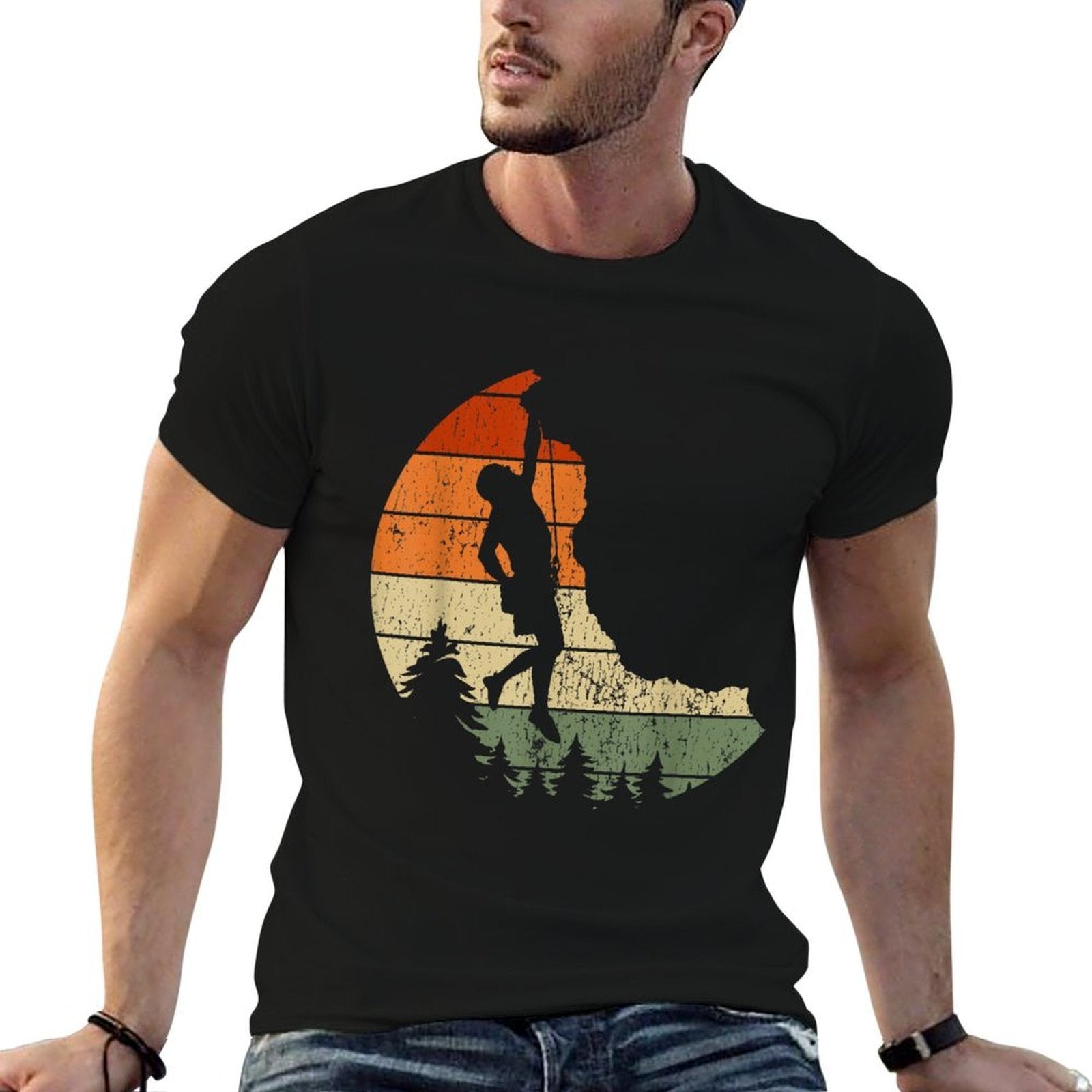 Retro Rock Climbing Vintage Climber  Oversized Silhouette T-Shirt