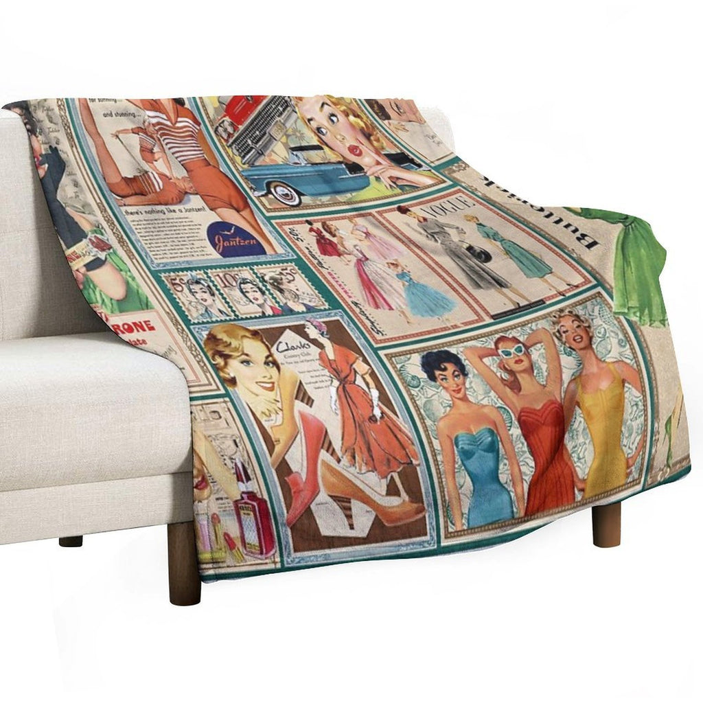 50s Fashion Compact Throw Blanket