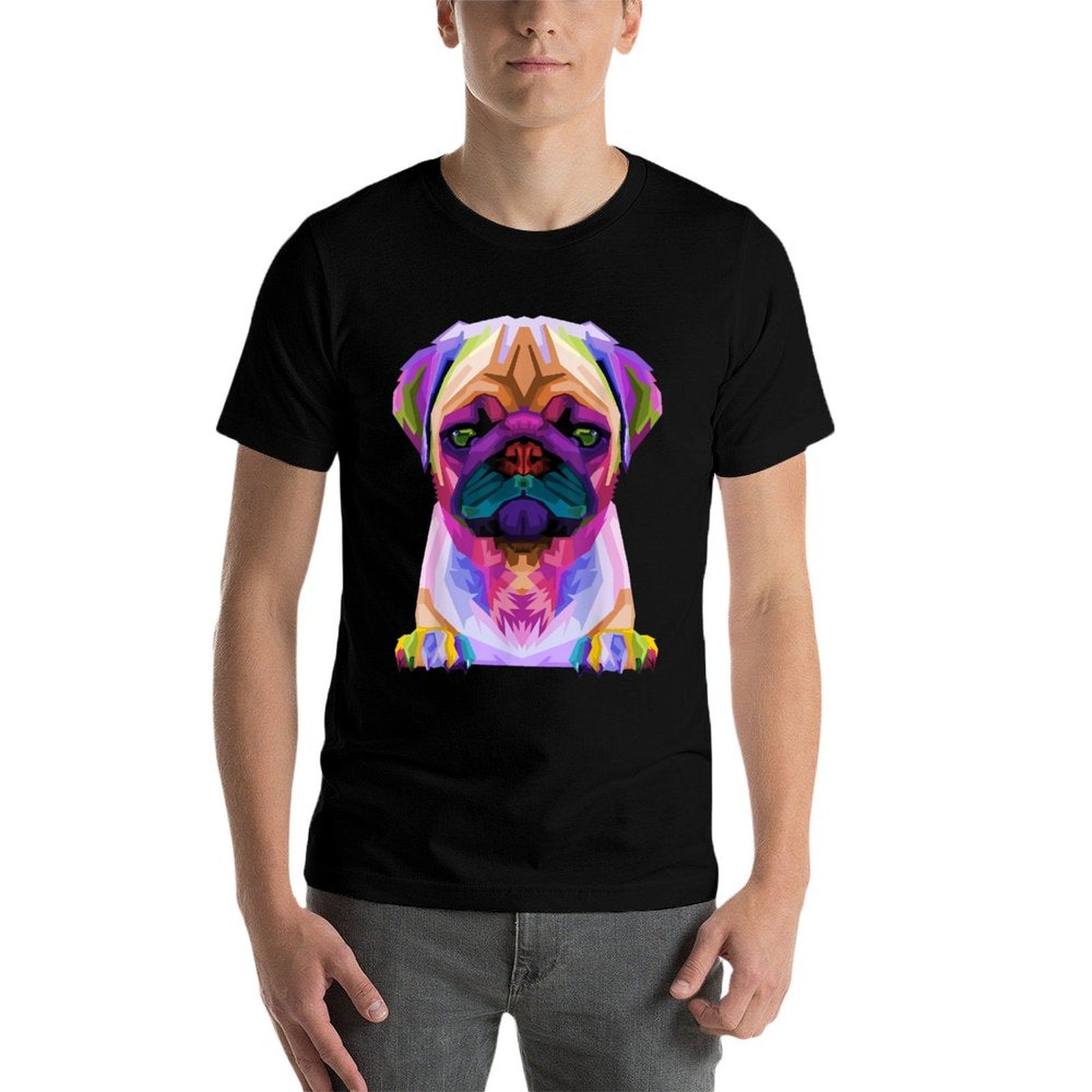 Pug Pop Art Colorful Portrait for Dog Lovers  Heathered Texture T-Shirt