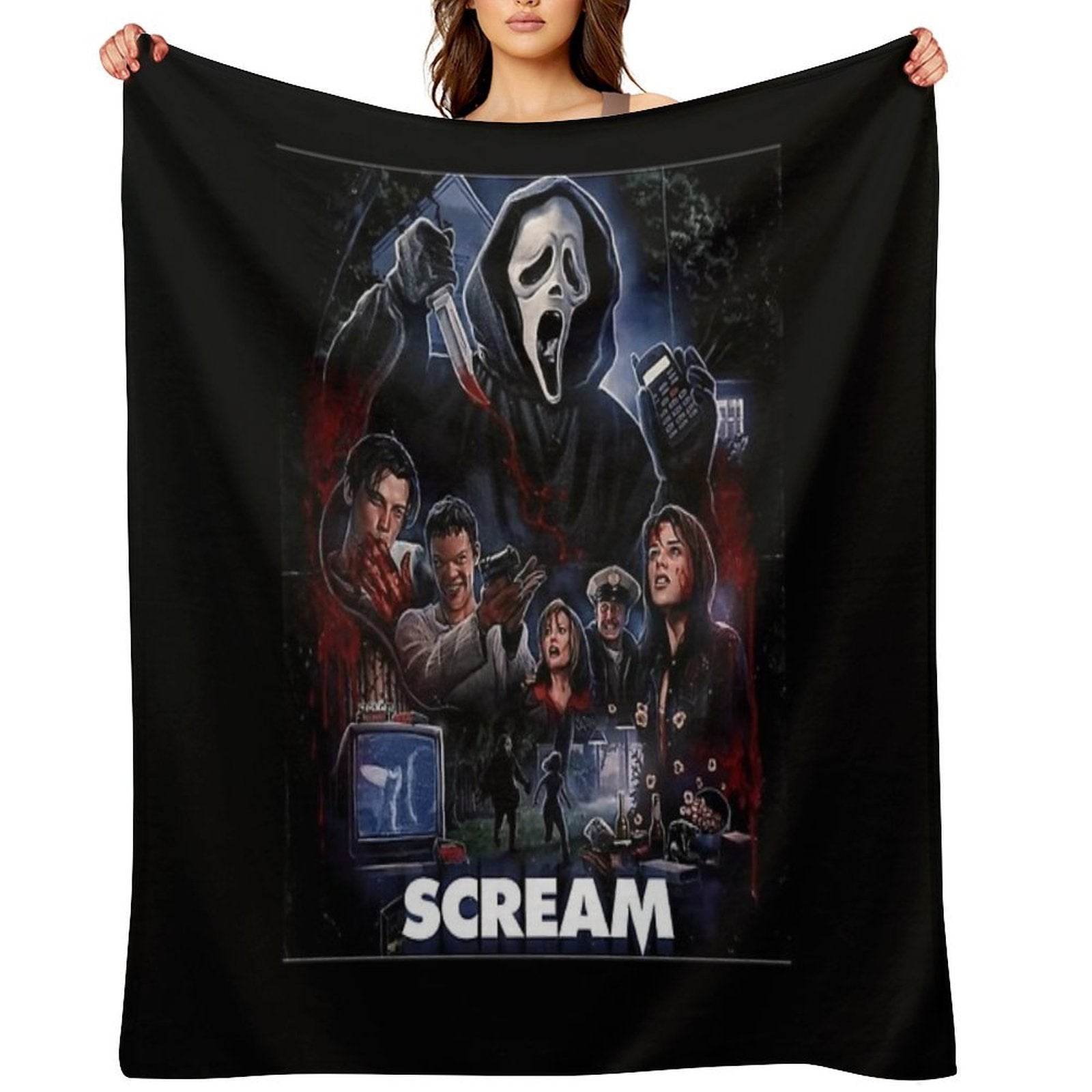 Scream Horror Movie Artwork Poster Premium Throw Blanket