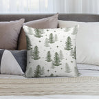 Christmas Night with Green Trees Soft Hidden Zipper Throw Pillow