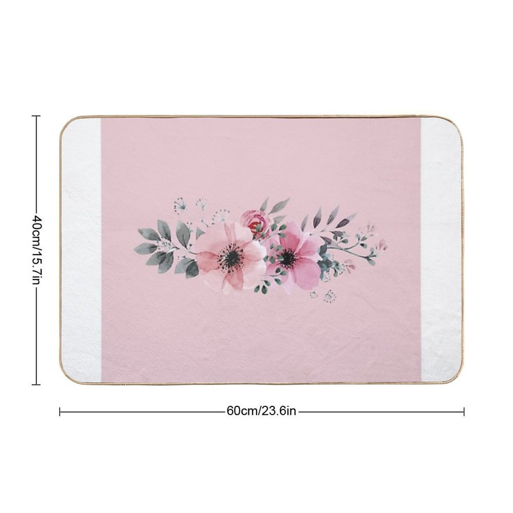 Pink Flower  Absorbent Bath Mat