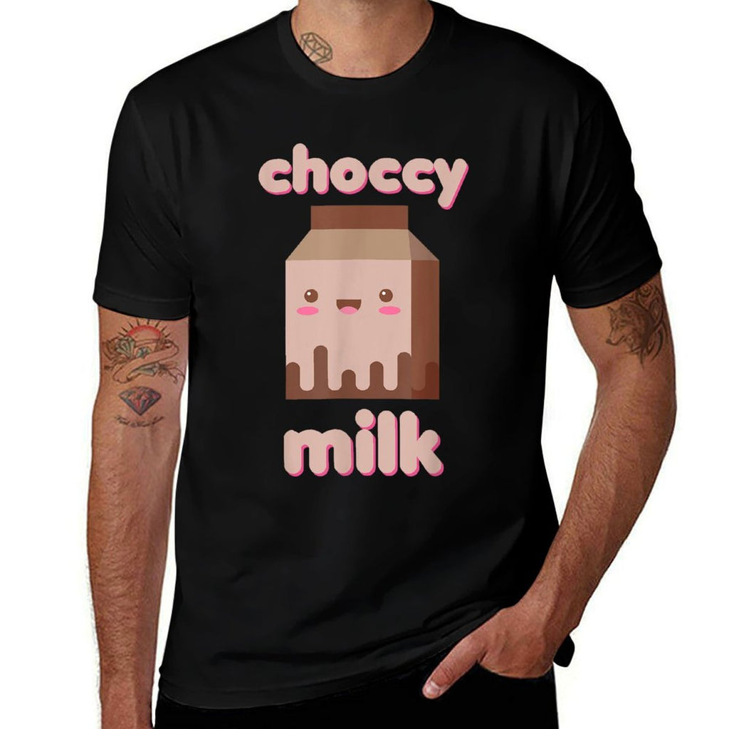 Choccy Milk Drink Chocolate Japanese Kawaii Cute Funny Meme  Tagless Design T-Shirt