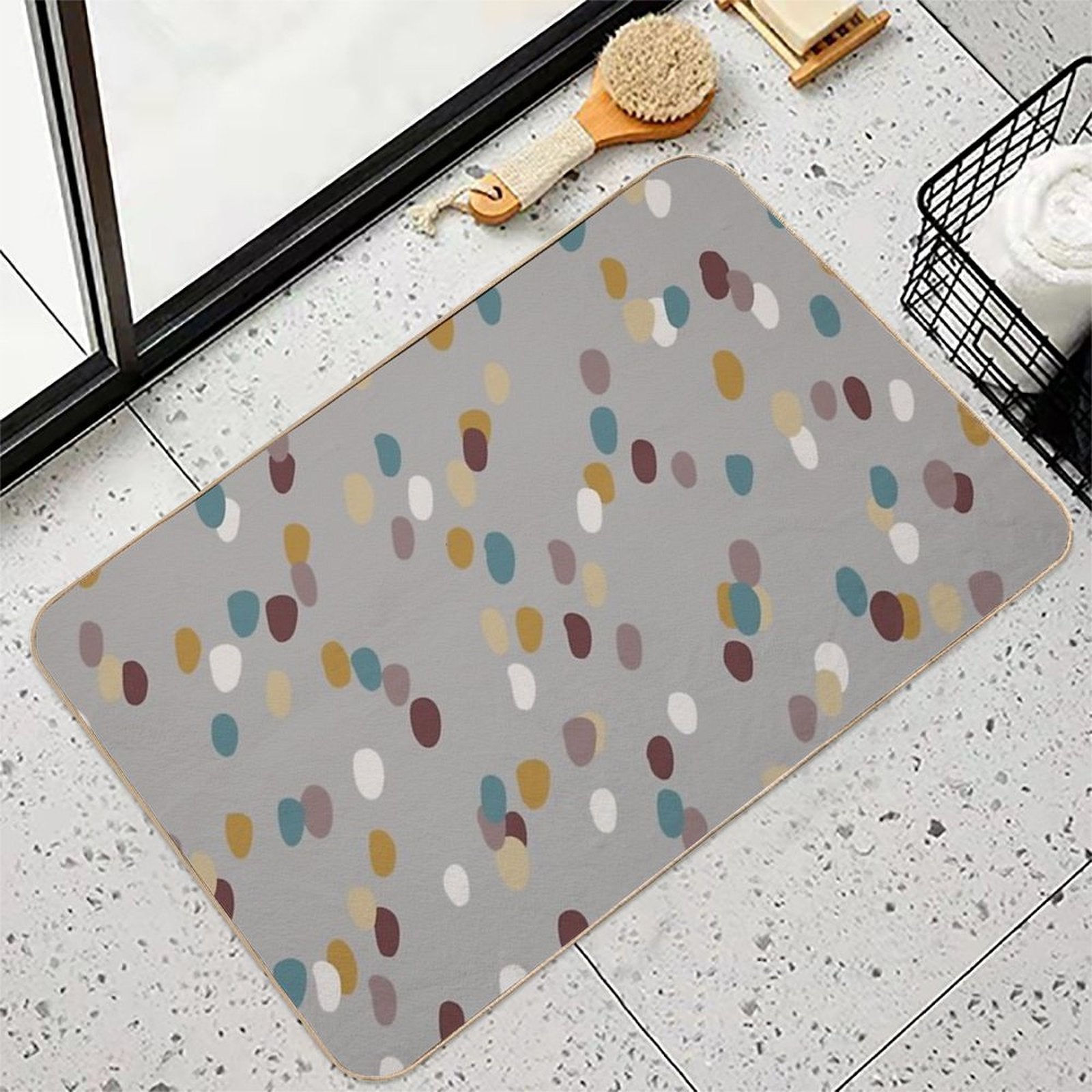 Modern Basic Pattern Dots- Earth Tones  Odorless Bath Mat
