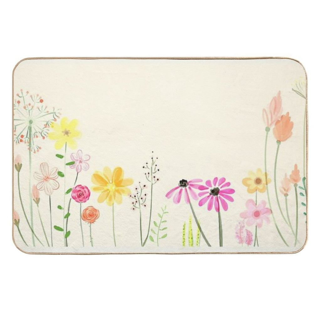 Country Cottage Flowers  Easy To Clean Bath Mat
