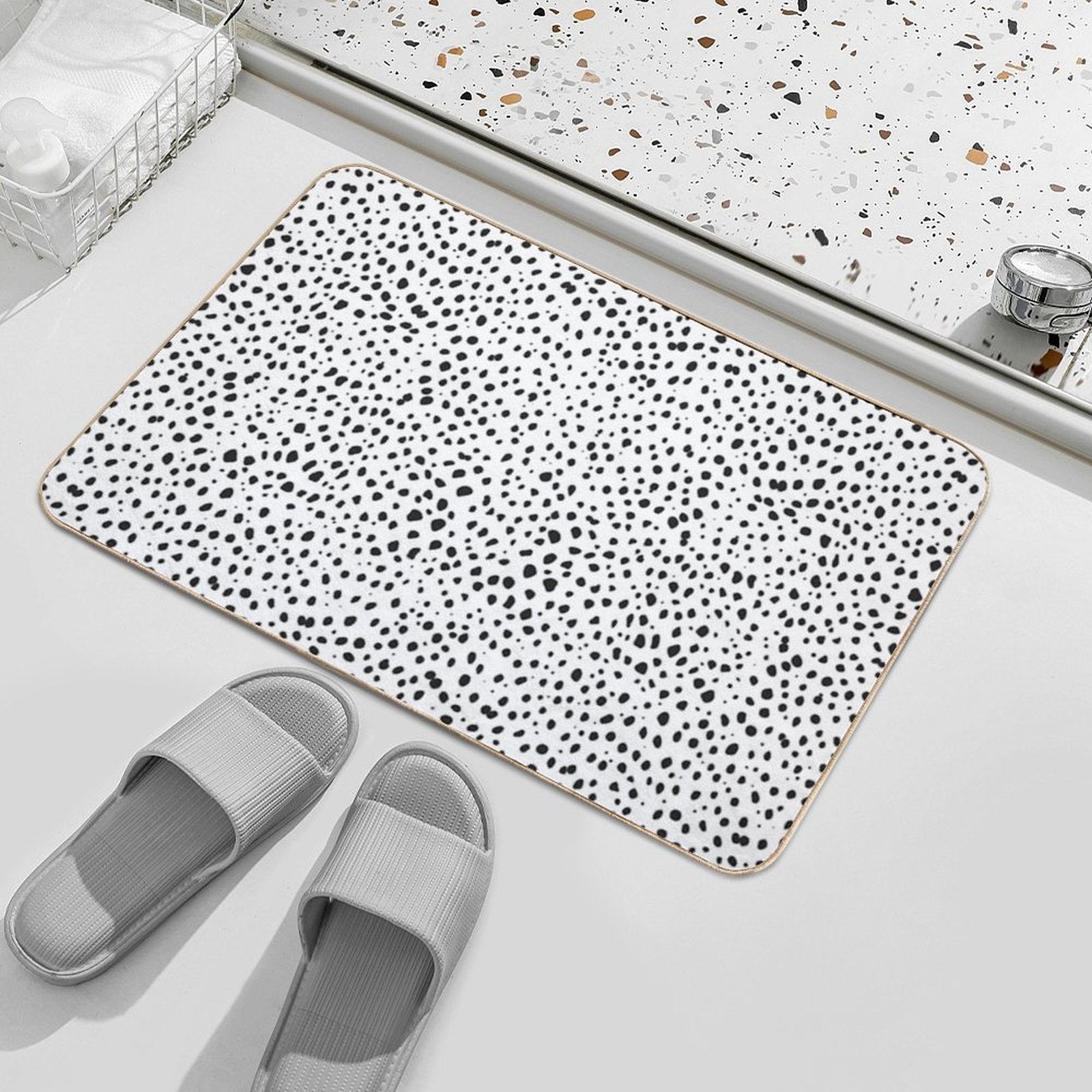 Dalmatian Spots - Black And White Polka Dots  Versatile Bath Mat