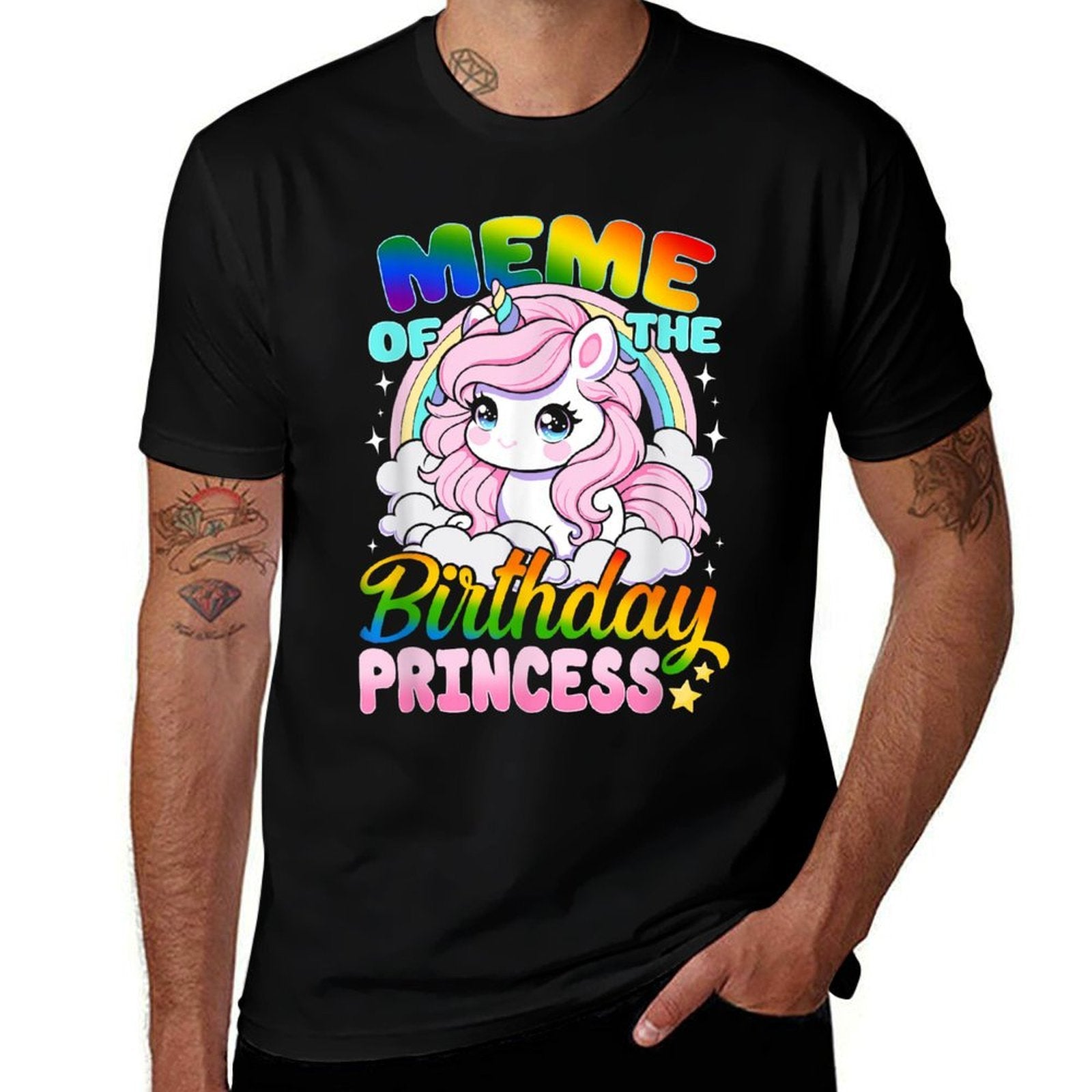 Meme Of The Birthday Princess Unicorn Matching Family  Heathered Texture T-Shirt