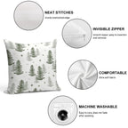 Christmas Night with Green Trees Soft Hidden Zipper Throw Pillow