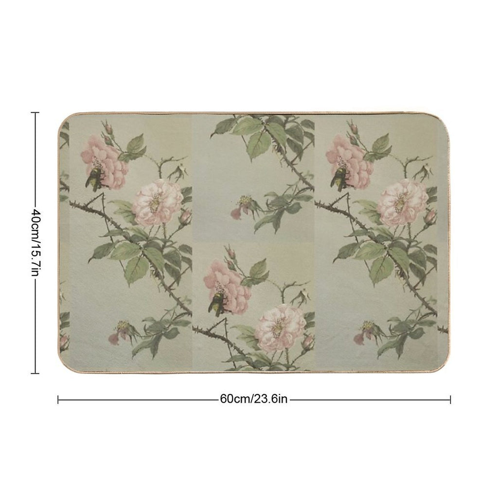 Vintage Bee And Flower  Easy To Clean Bath Mat
