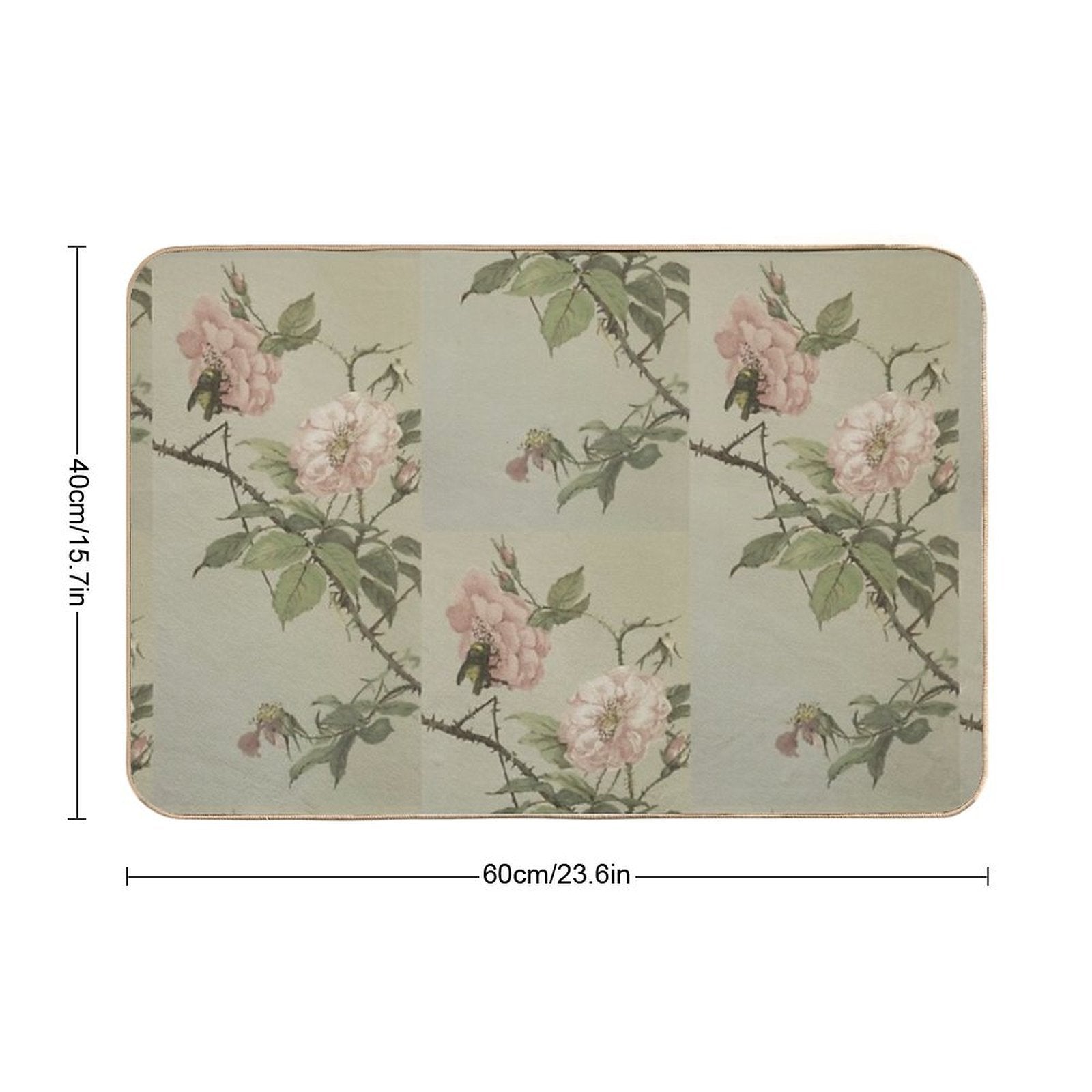 Vintage Bee And Flower  Easy To Clean Bath Mat