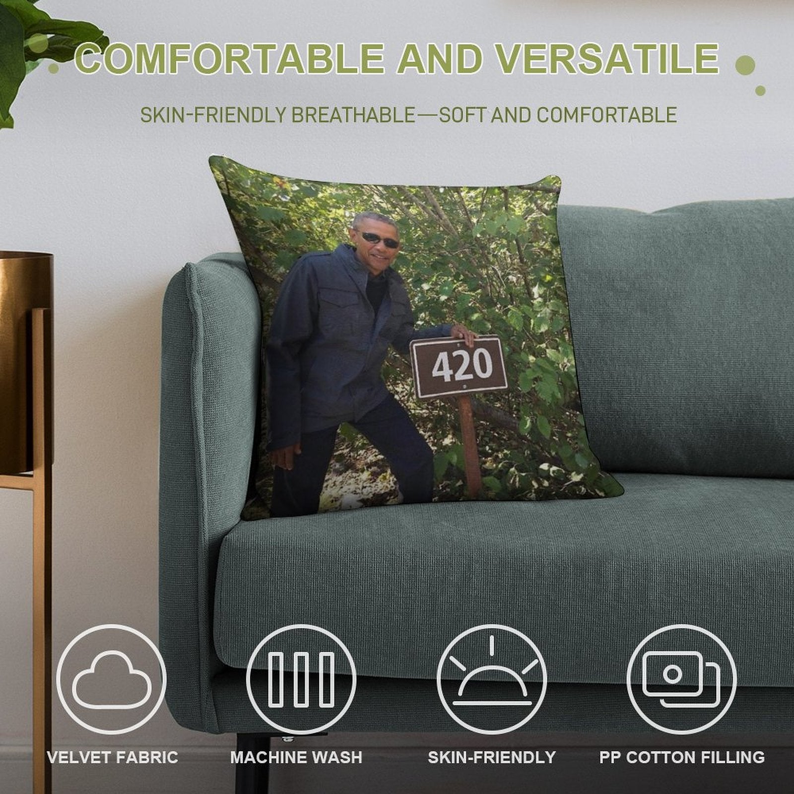 Obeezy 420 Soft Durable Construction Throw Pillow