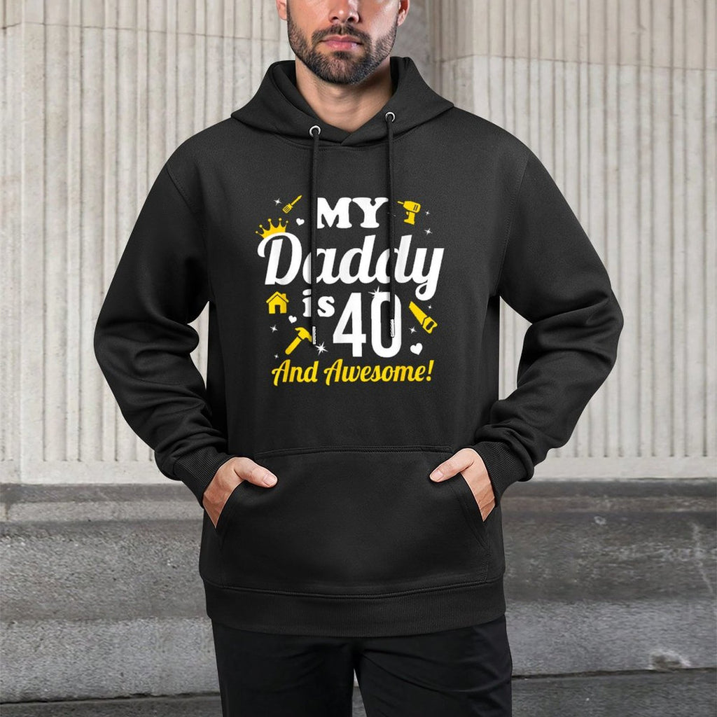 Dad 40th Birthday My Daddy Is 40 And Awesome 40th Birthday Medium-Weight Fabric Hoodie