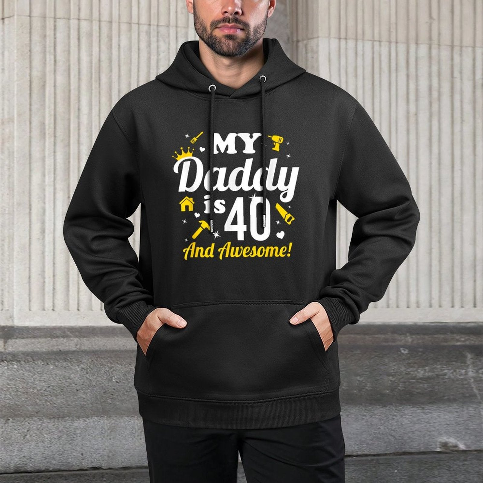 Dad 40th Birthday My Daddy Is 40 And Awesome 40th Birthday Medium-Weight Fabric Hoodie