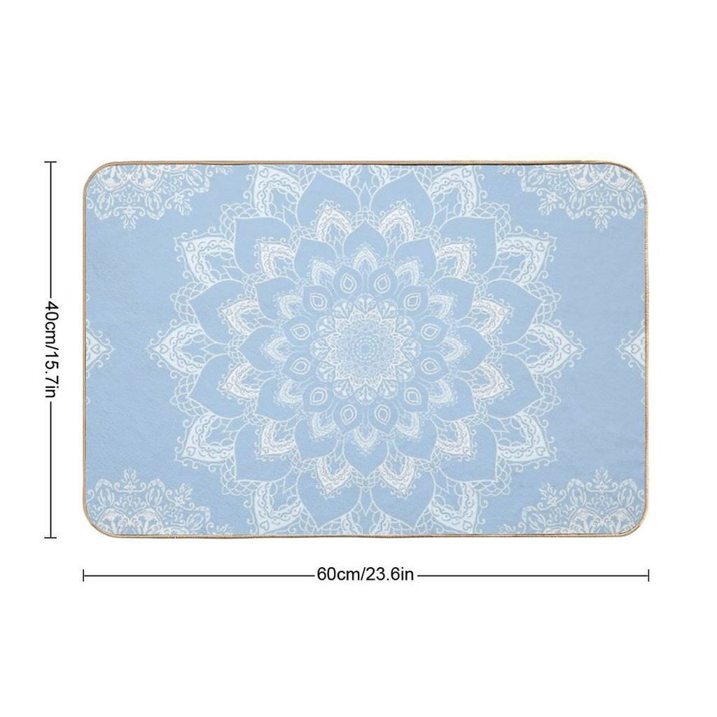 Bohemian Baby Blue Mandala  Easy Maintenance Bath Mat