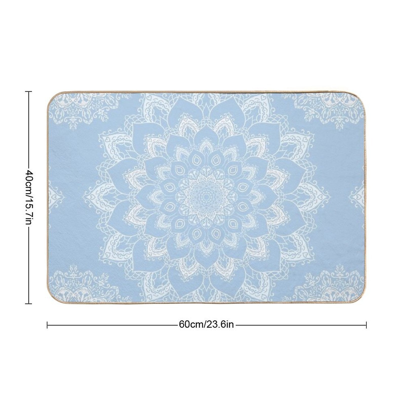 Bohemian Baby Blue Mandala  Easy Maintenance Bath Mat