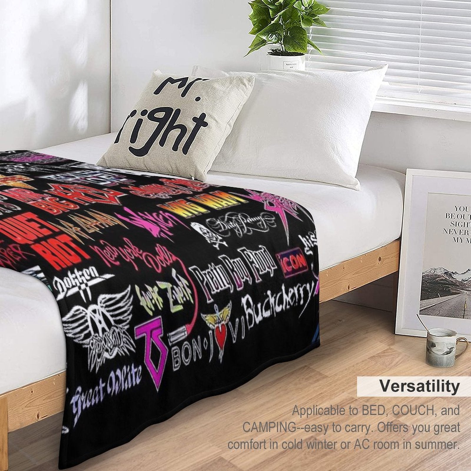 All About Logo Band Easy Care Throw Blanket