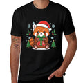 Kawaii Red Panda with Santa Hat - Christmas Celebration  Rolled Sleeves T-Shirt