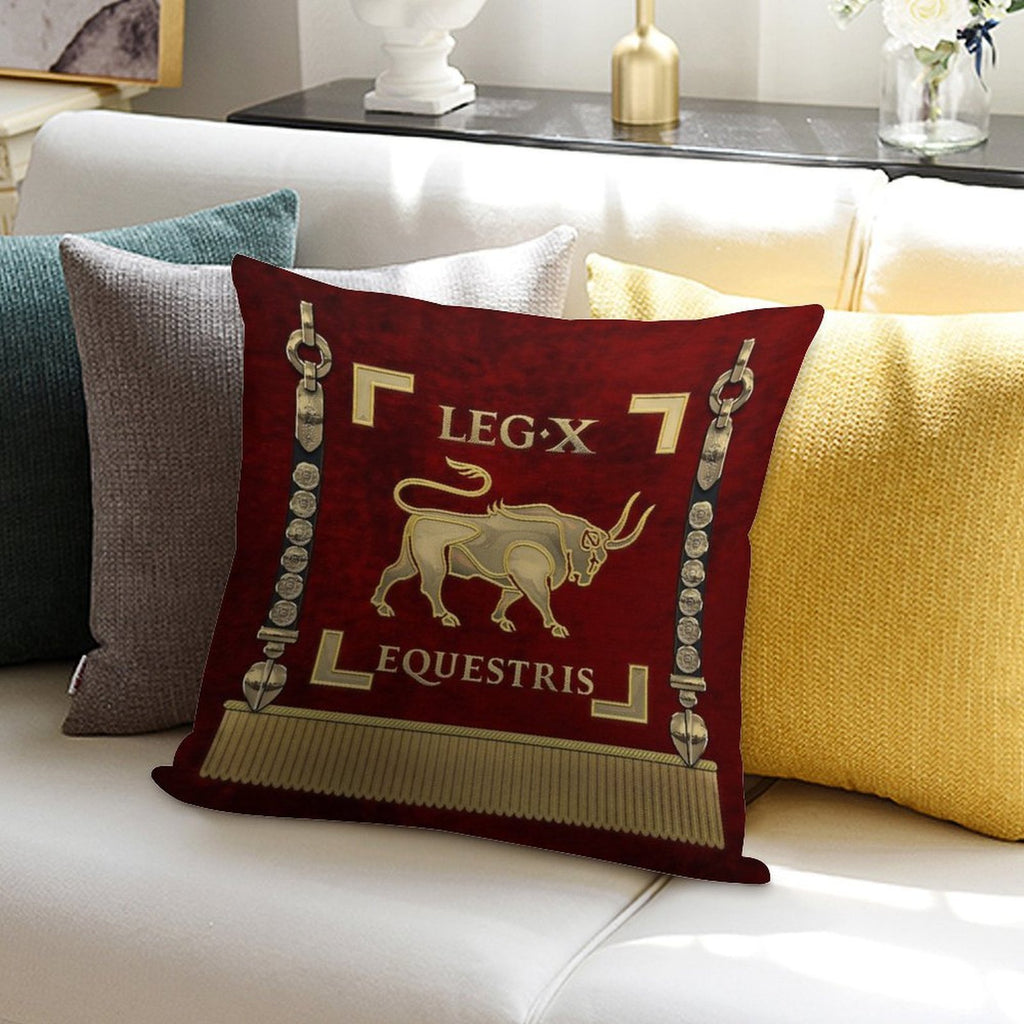 Standard of The 10th Mounted Legion - Vexillum of Legio X Equestris Soft Easy Maintenance Throw Pillow