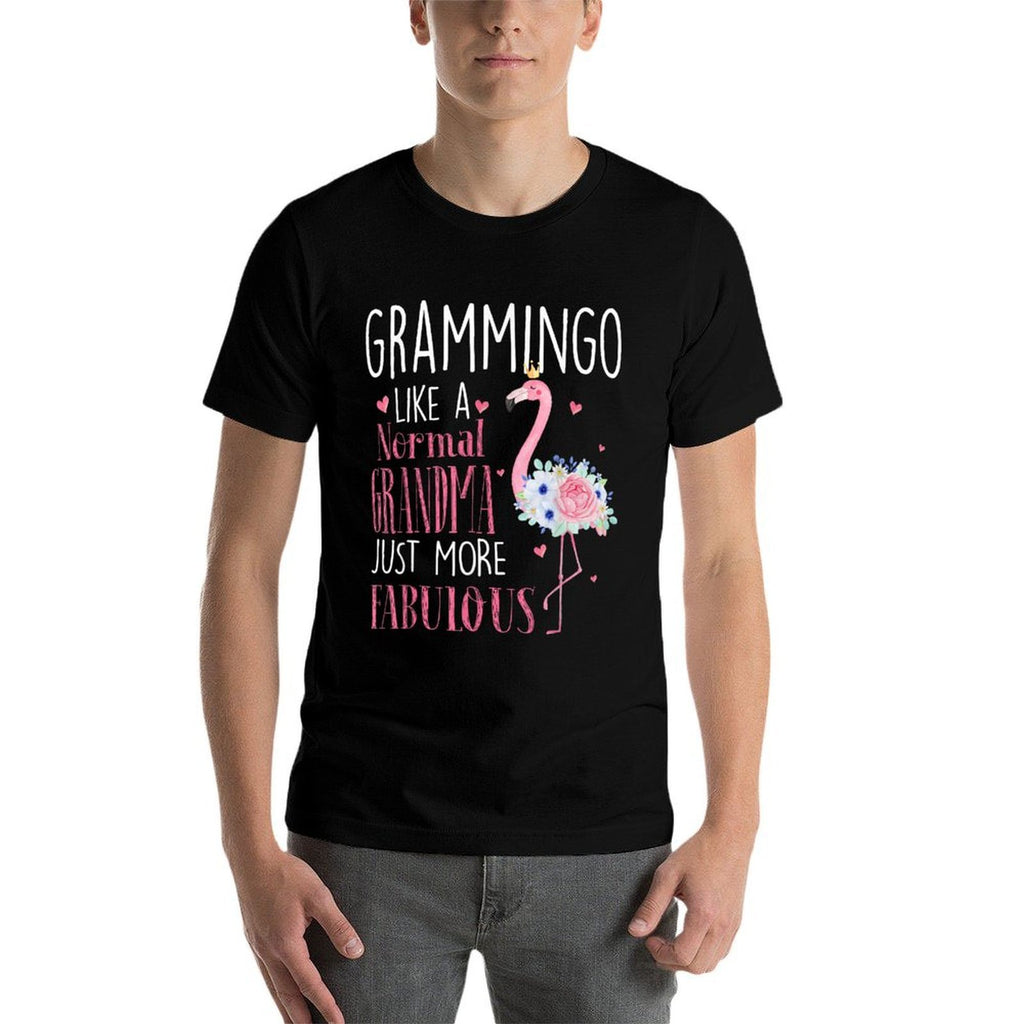Flamingo Grammingo Like A Normal Grandma Gifts Funny Grandma  Ribbed Collar T-Shirt