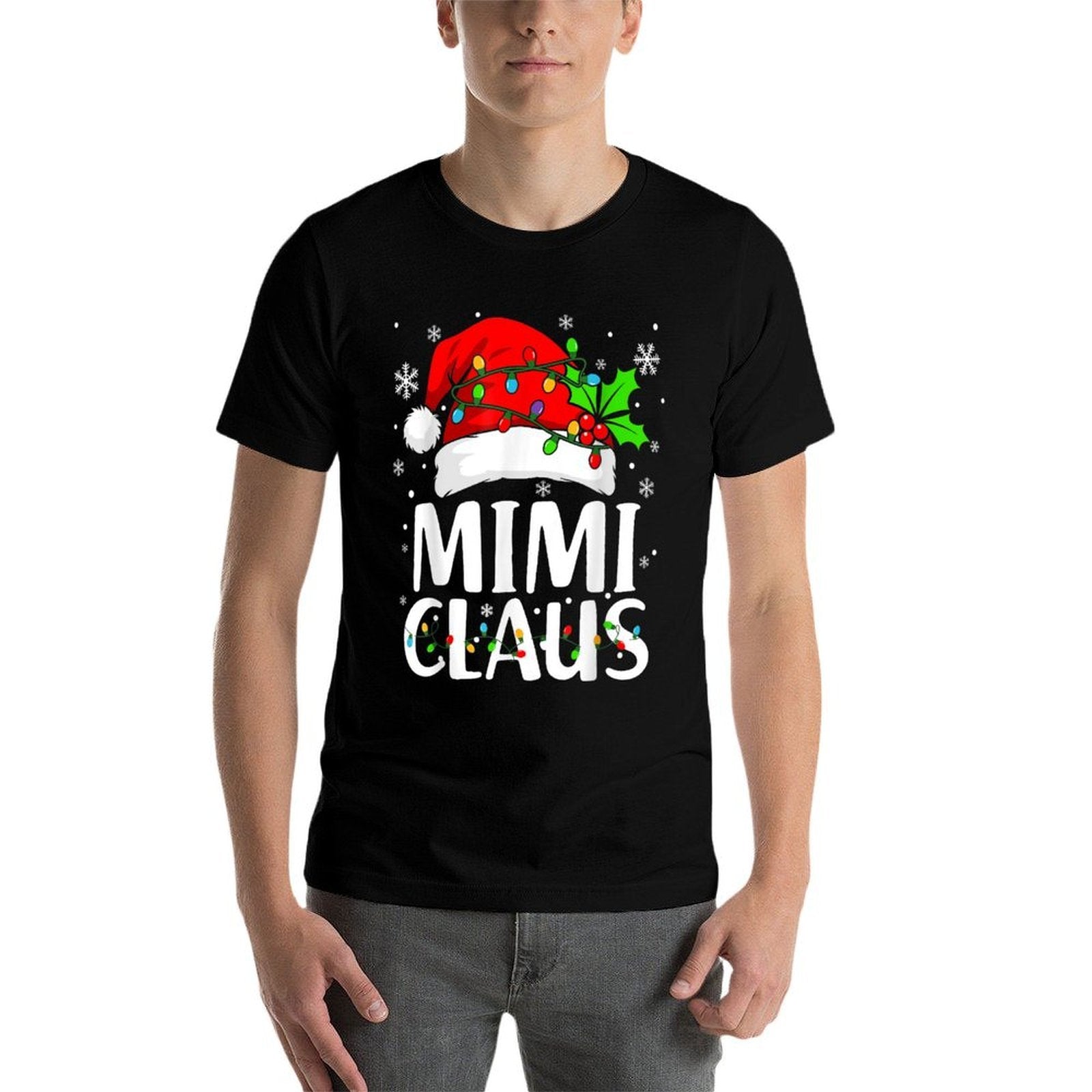 Mimi Claus Christmas Lights Pajama Family Matching  High-quality Stitching T-Shirt