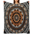 Orange Silver Gold Circular Design Background, in The Style of Kaleidoscopic Designs, Light Violet Machine-washable Throw Blanket