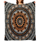 Orange Silver Gold Circular Design Background, in The Style of Kaleidoscopic Designs, Light Violet Machine-washable Throw Blanket