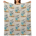 Dolphins Jumping from Old Book Watercolor Illustration Wrinkle-free Throw Blanket