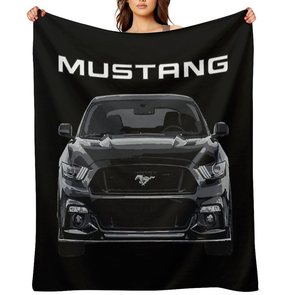 Mustang GT 5.0L V8 Performance Car Shadow Black Versatility Throw Blanket