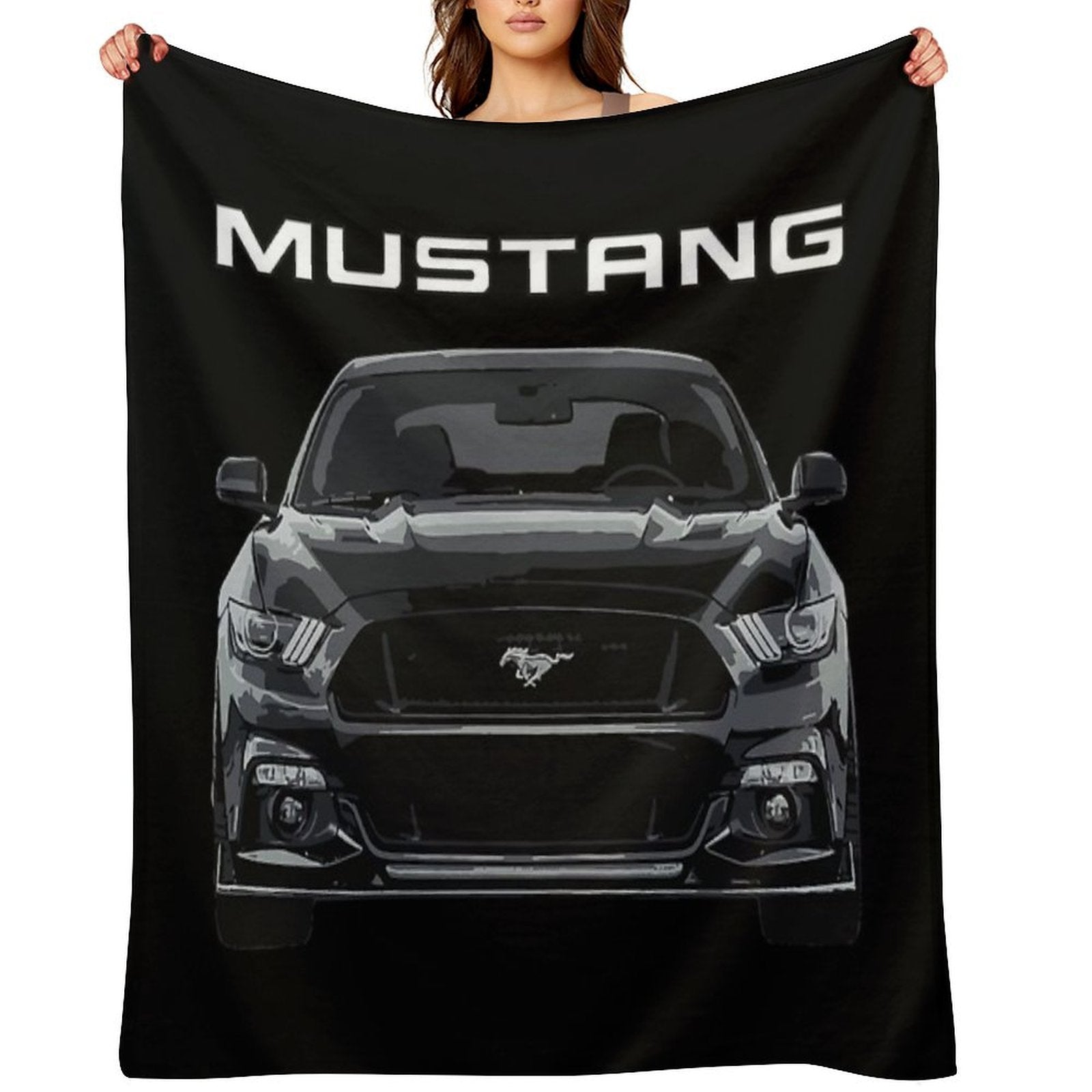 Mustang GT 5.0L V8 Performance Car Shadow Black Versatility Throw Blanket