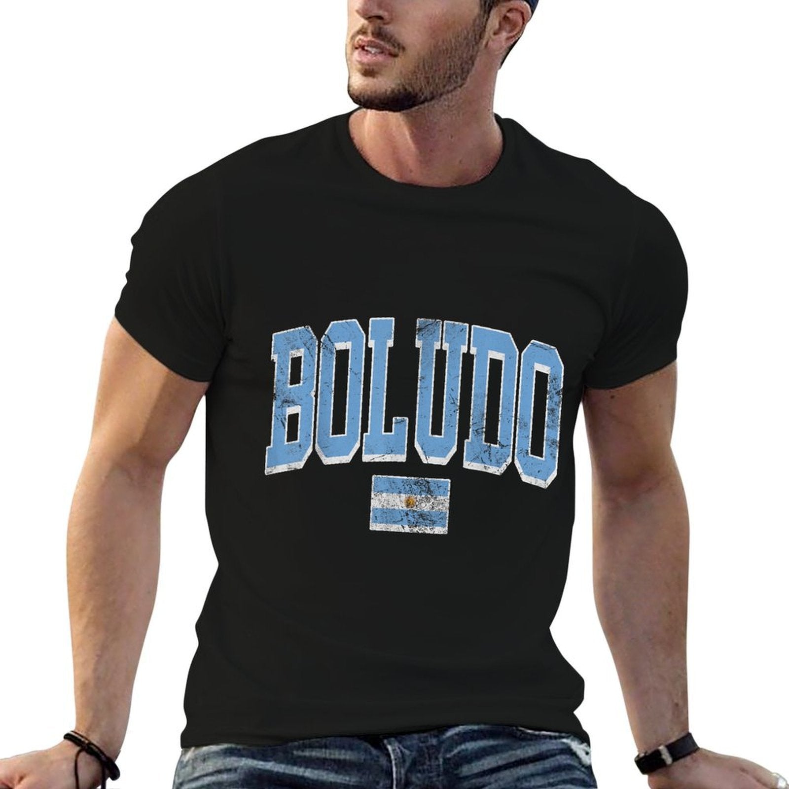 Boludo Argentina Funny Argentinian Slang Distressed  Wrinkle-resistant T-Shirt