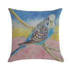 Sky Blue Budgie Soft Fade-Resistant Throw Pillow