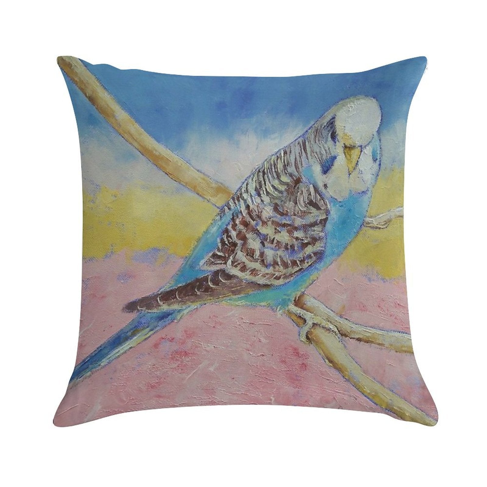 Sky Blue Budgie Soft Fade-Resistant Throw Pillow