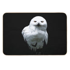 Snowy Arctic Magic Polar Harry Owl, Snowy Large White Harry Owl Drawing, Cute Snowy Owl Harry Owl, Cool Snowy Owl Realistic Art  Easy Maintenance Bath Mat