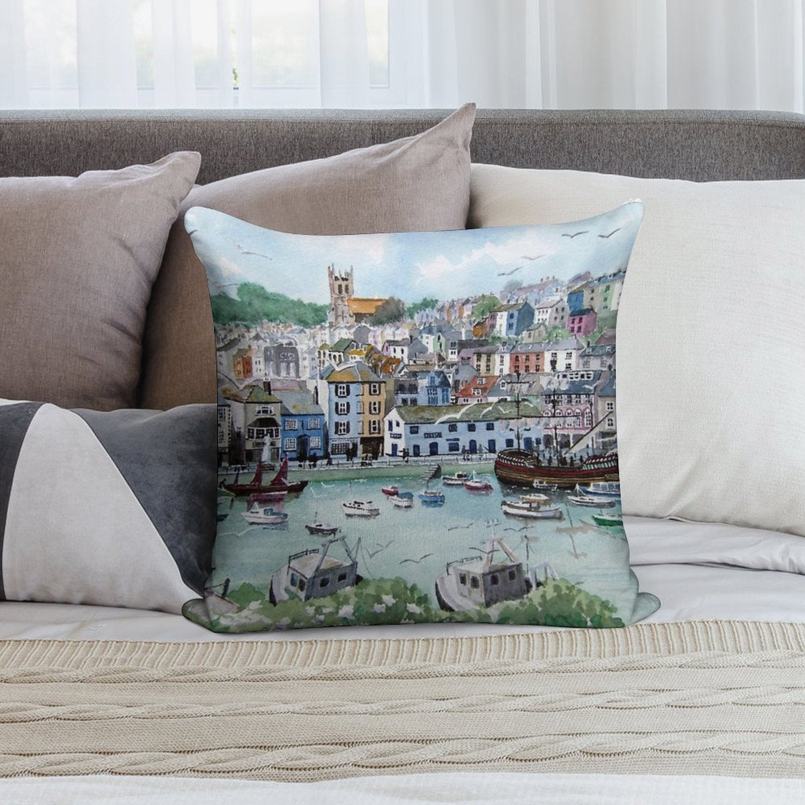 In with The Catch - Brixham, Devon Soft Luxury Feel Throw Pillow