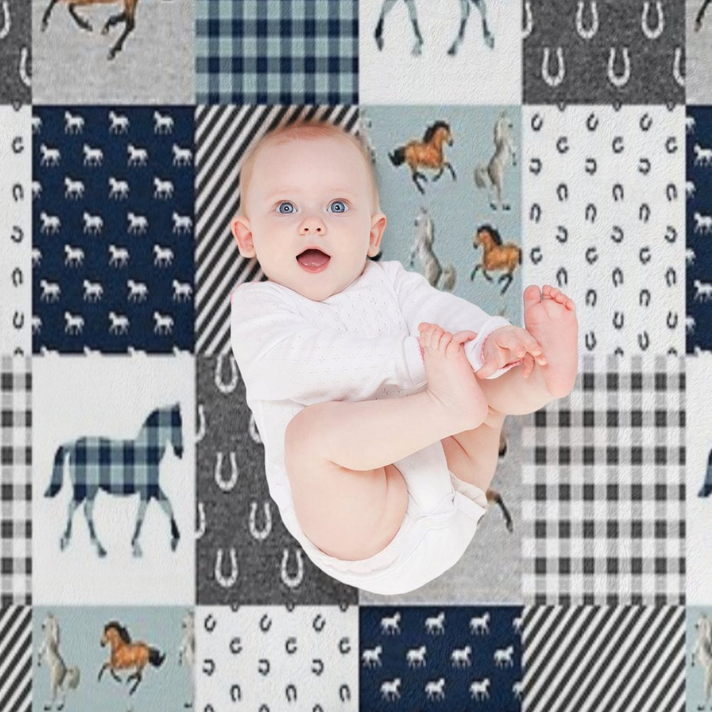 Horse Animal Plaid Versatility Throw Blanket