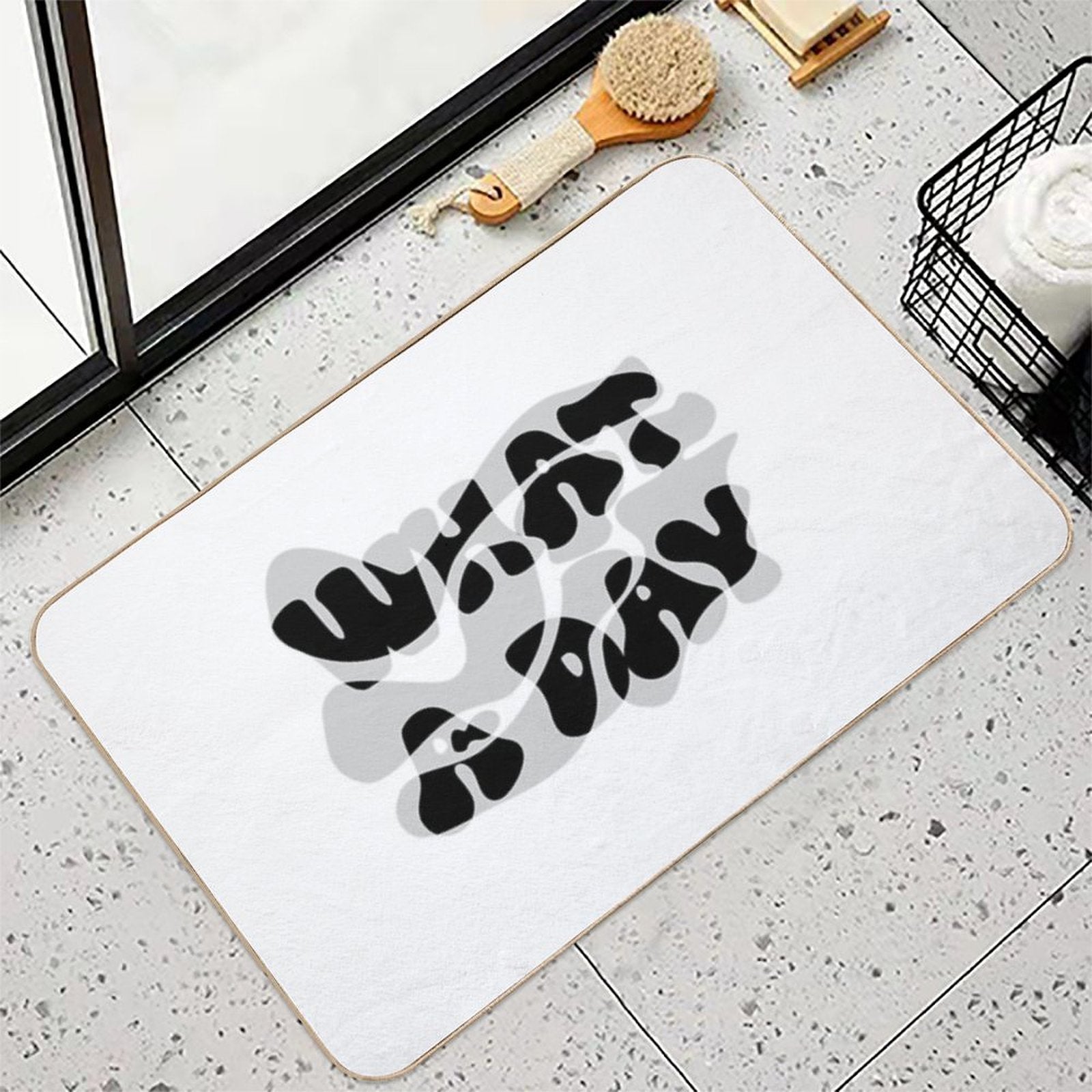 Melting Mood Typography – “WHAT A DAY”  Absorbent Bath Mat