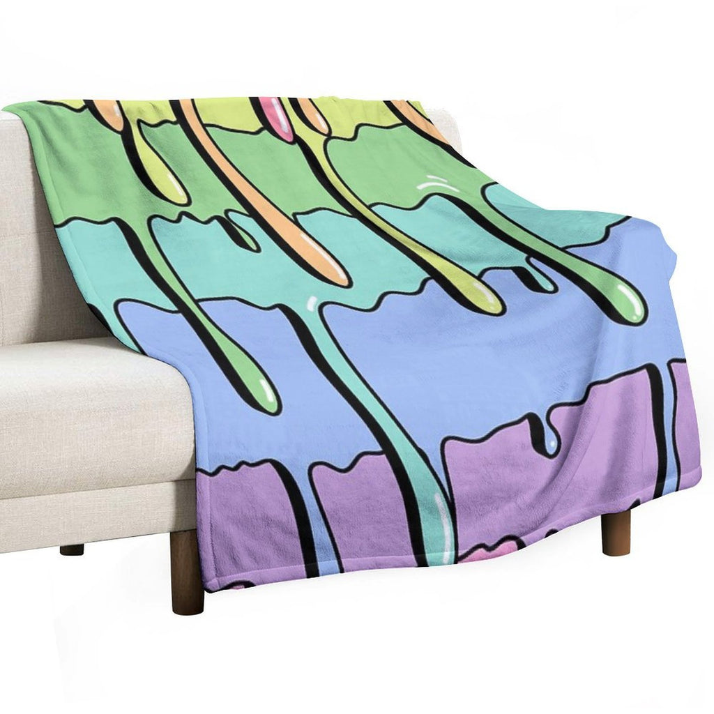 Slime Rainbow Kawaii Aesthetic Drippy Pattern Multi-functional Throw Blanket
