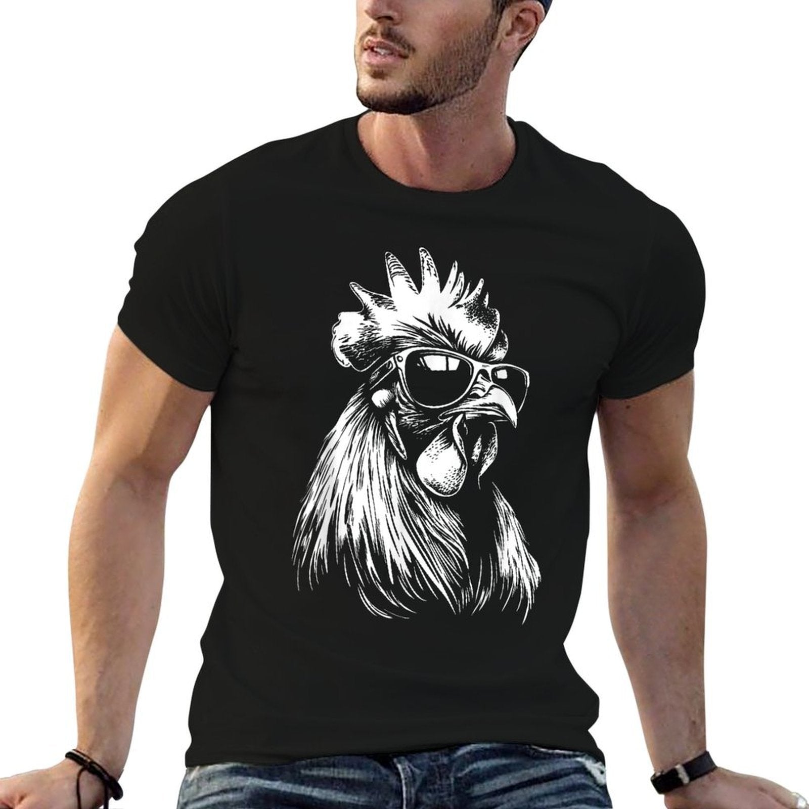 Rooster Chicken Sunglasses  Trendy Pattern T-Shirt