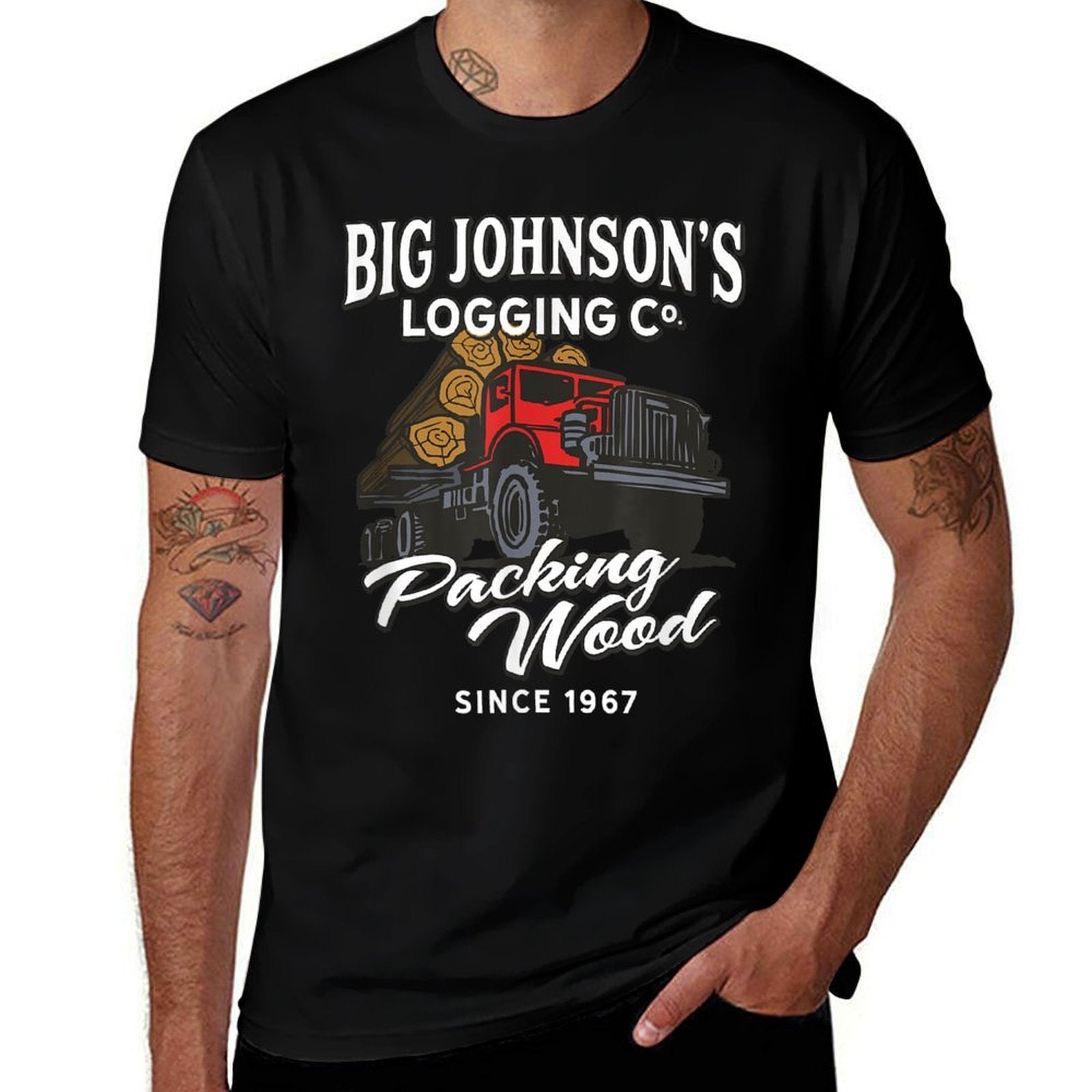 Big Johnsons Logging Co. Packing Wood Funny Logger  Graphic-printed T-Shirt