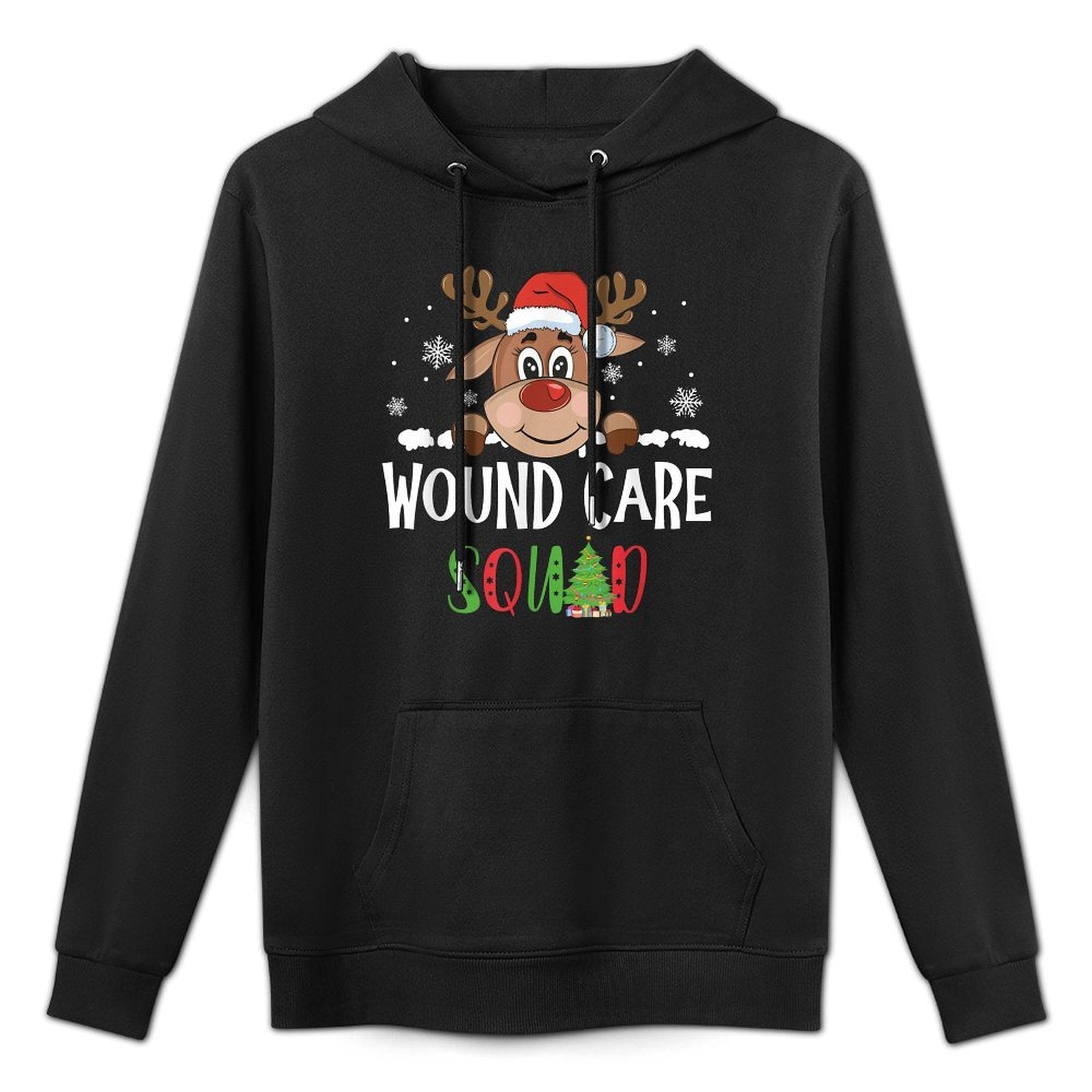 Cute Reindeer Christmas Wound Care Squad Stethoscope Nurse Breathable Fabric Hoodie
