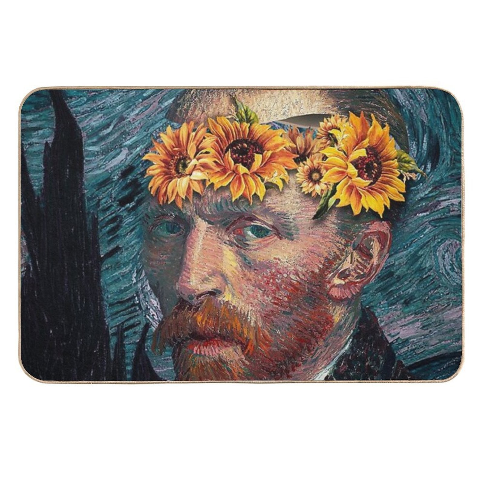 Van Goh Starry Night Sunflowers  Long-Lasting Bath Mat