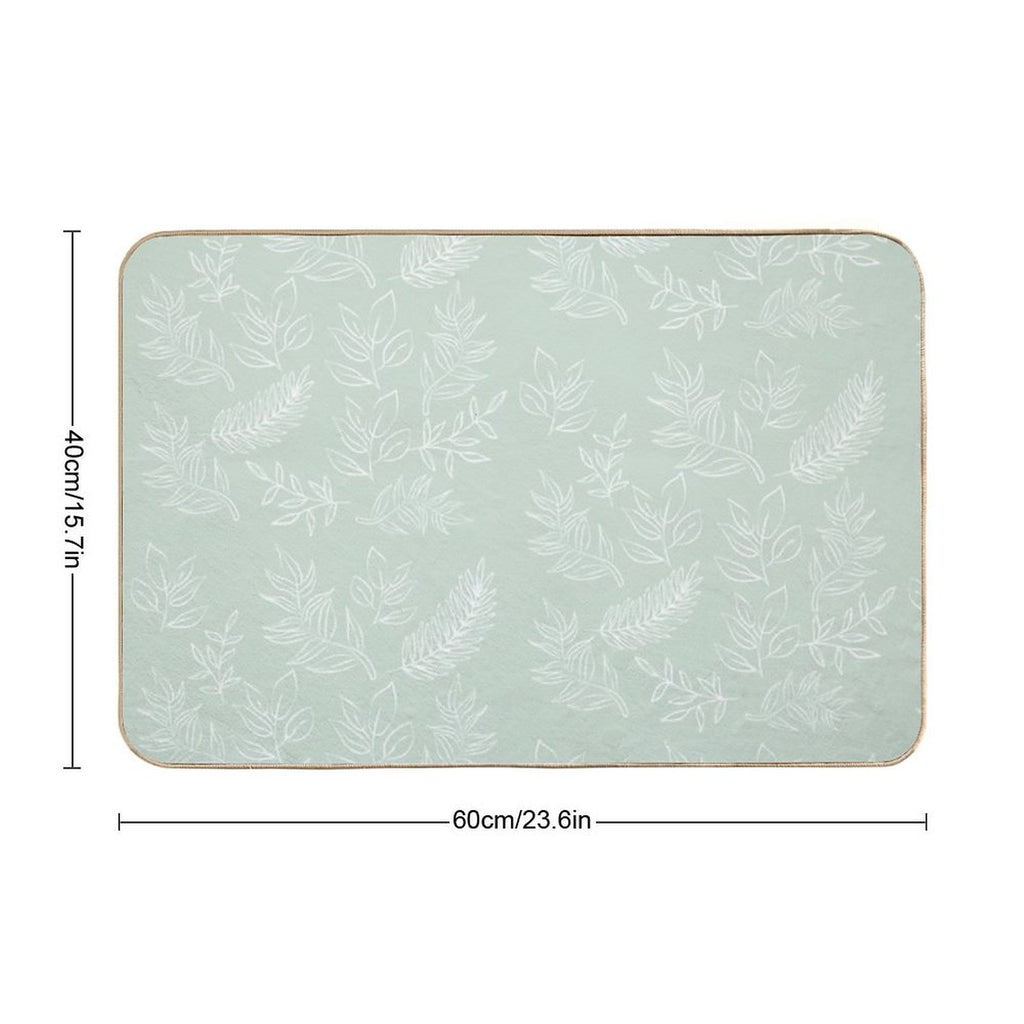 Green Leaves Pattern  Easy To Clean Bath Mat