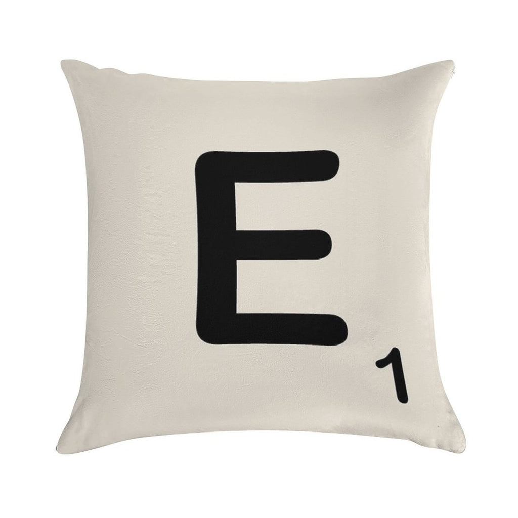 Scrabble Tile E Soft Reinforced Edging Throw Pillow