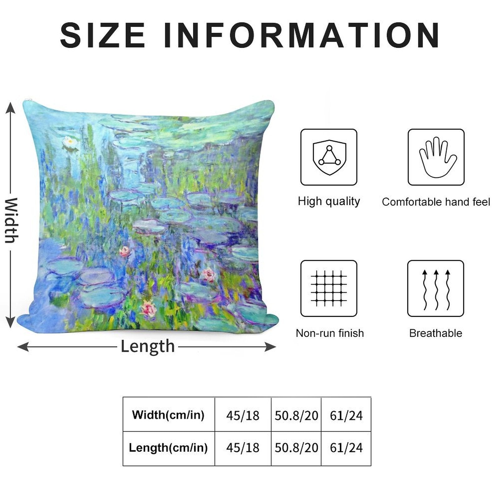 Water Lilies MoneT Soft Multiple Sizes Throw Pillow