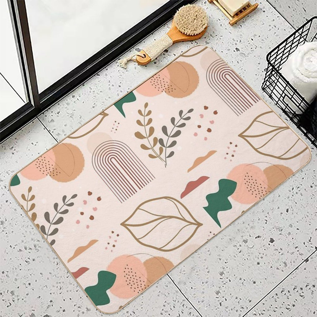 Organic Boho Leaf Aesthetic Design  Absorbent Bath Mat