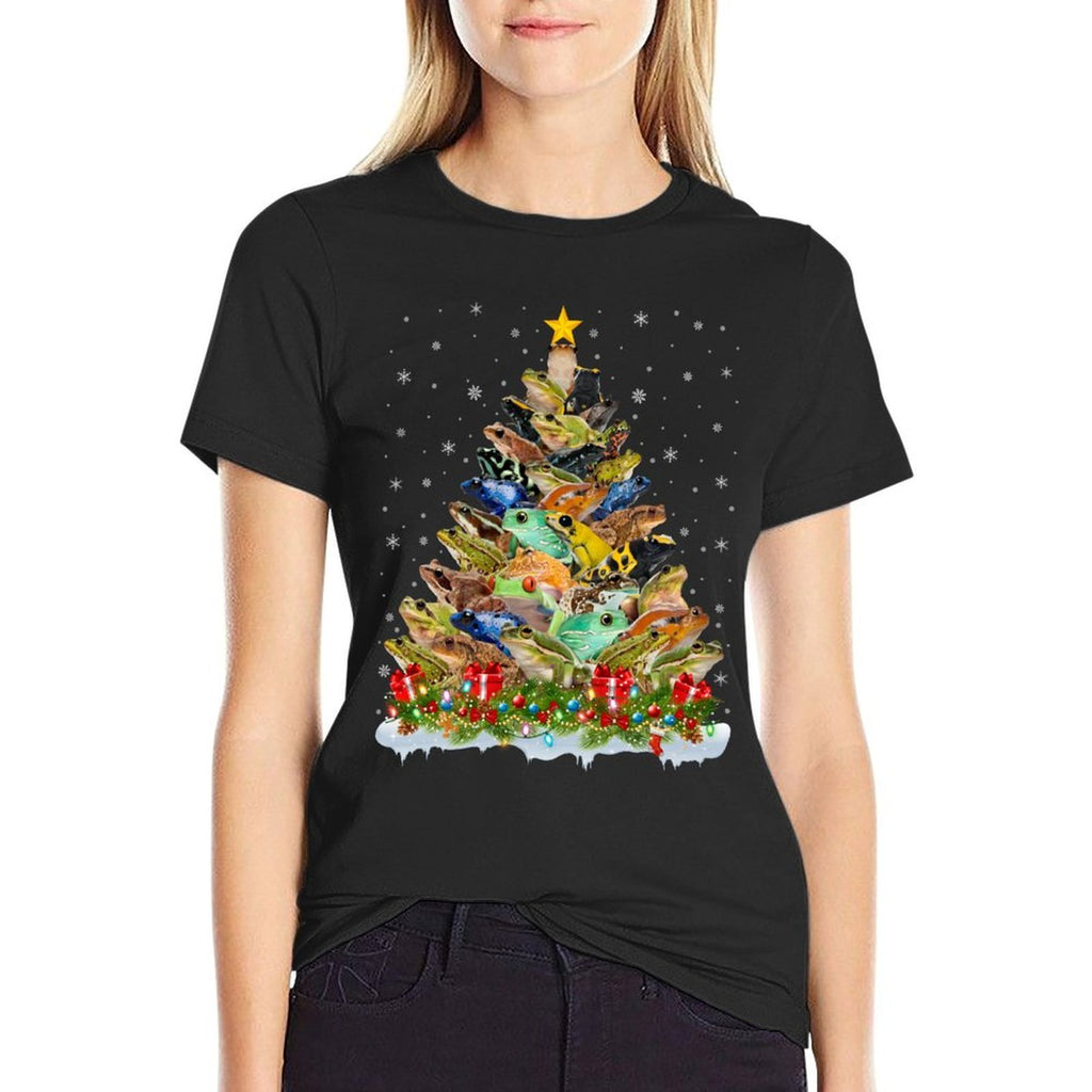 Frog Xmas Lights Santa Frog Christmas Tree  Trendy Pattern T-Shirt